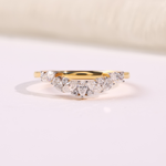 Pear & Marquise Diamond Chevron Wedding Band in 14K Gold