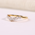 Pear & Marquise Diamond Chevron Wedding Band in 14K Gold