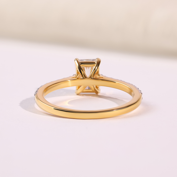 Radiant Cut Lab-Grown Diamond Engagement Ring with Pavé Band