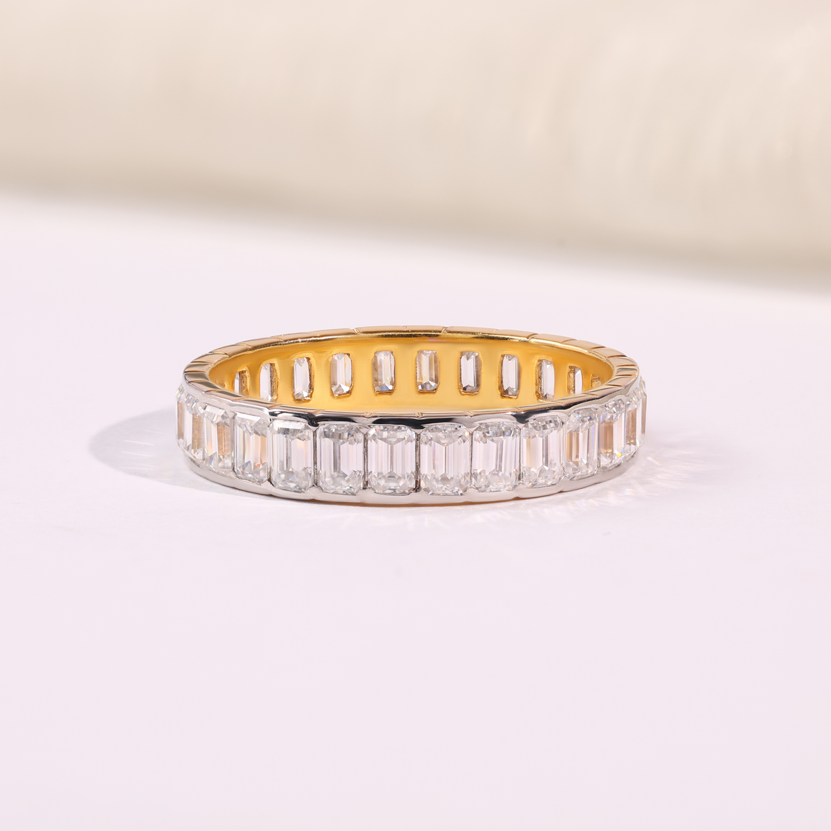 Emerald Cut Diamond Eternity Wedding Band in 14K Gold