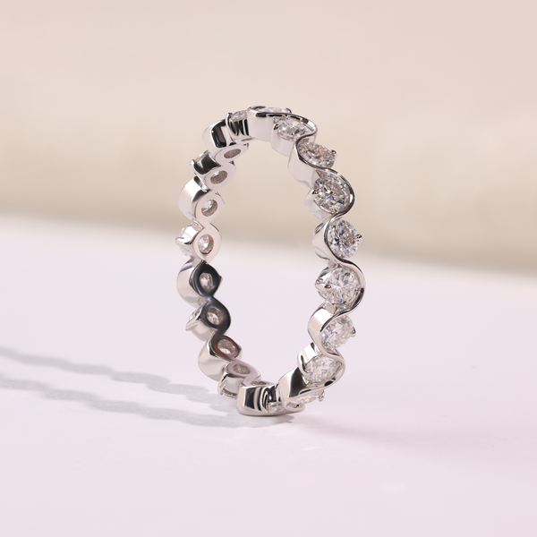 1.70 CTW Round Diamond Scalloped Eternity Wedding Band