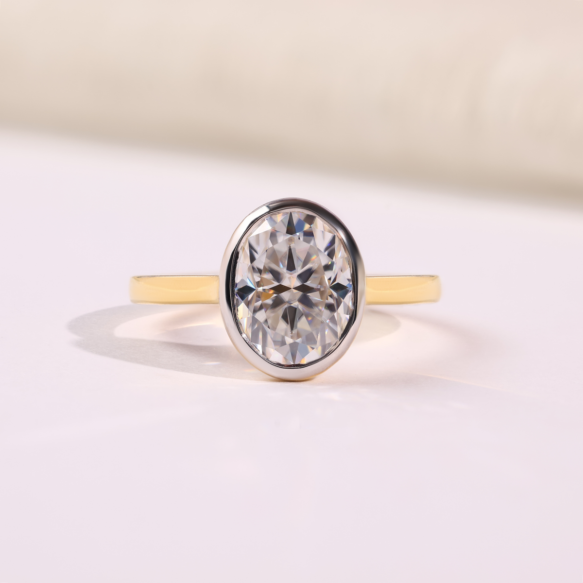 18K Yellow Gold Oval Cut Lab Grown Diamond Engagement Ring