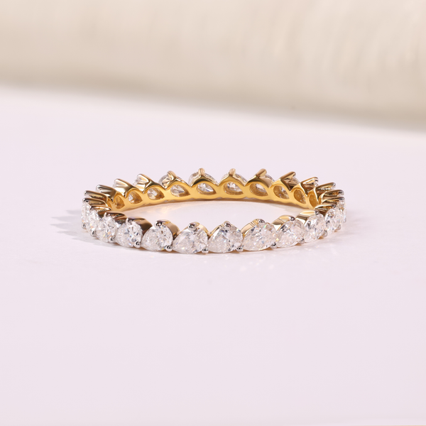 Pear Diamond Eternity Wedding Band in Yellow Gold