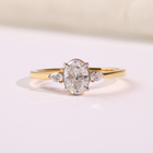 14K Gold Pear & Oval Diamond Engagement Ring