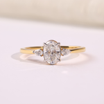 14K Gold Pear & Oval Diamond Engagement Ring