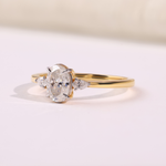 14K Gold Pear & Oval Diamond Engagement Ring
