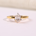 14K Yellow Gold Pear Cut Lab Grown Diamond Engagement Ring