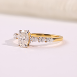 18K Yellow Gold Oval and Pear Lab Diamond Engagement Ring